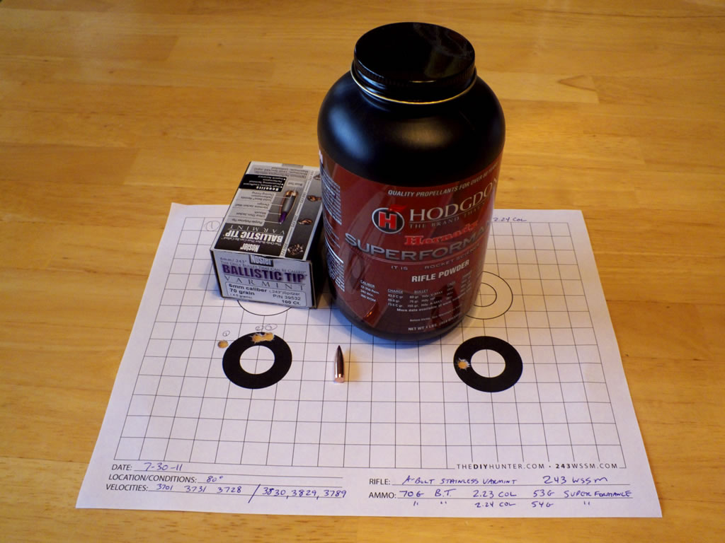 70g Nosler Ballistic Tip and Hodgdon Superformance Powder Best Accuracy Load
