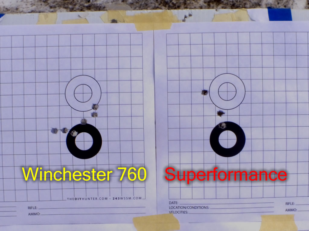 243 WSSM 70 gr. Ballistic Tip hand load target groups