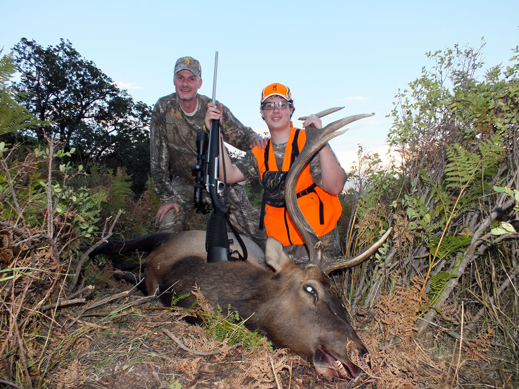 Dallen and I with his 2013 bull elk - Charlie One Horn