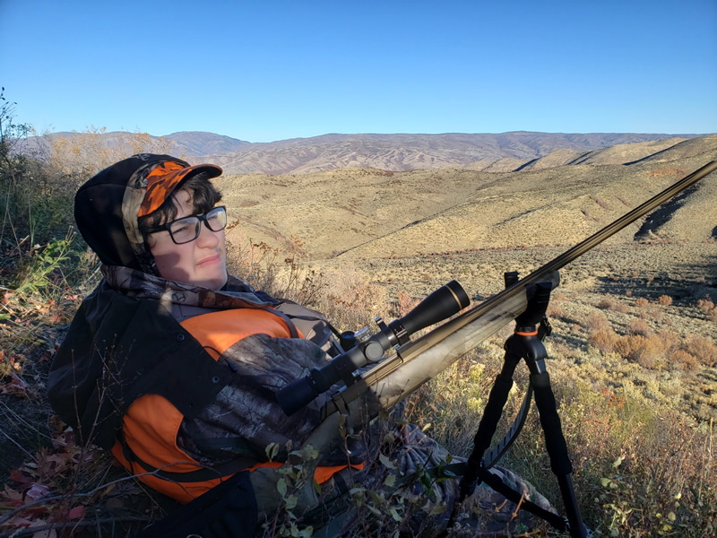 Kaden glassing for deer.