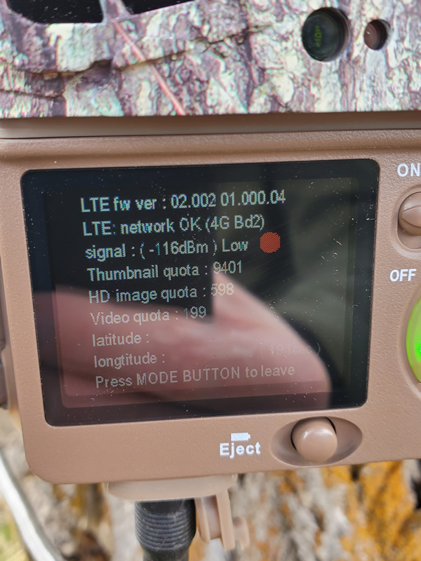 Browning Defender Wireless Cellular Trail Camera AT&T Signal Strength