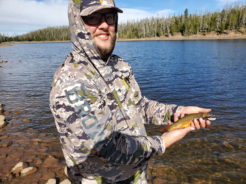 Dallen with tenkara caught Brook Trout.