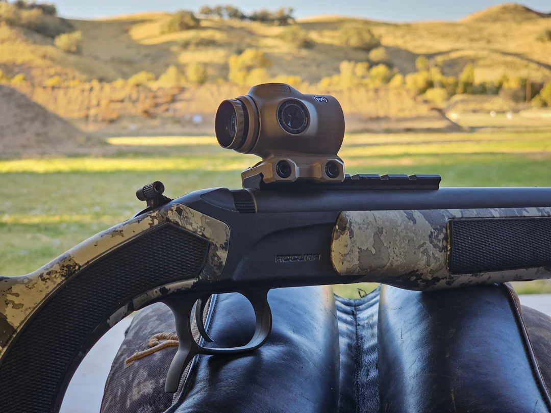CVA MR-X muzzleloader with a Primary Arms 1x microprism scope.