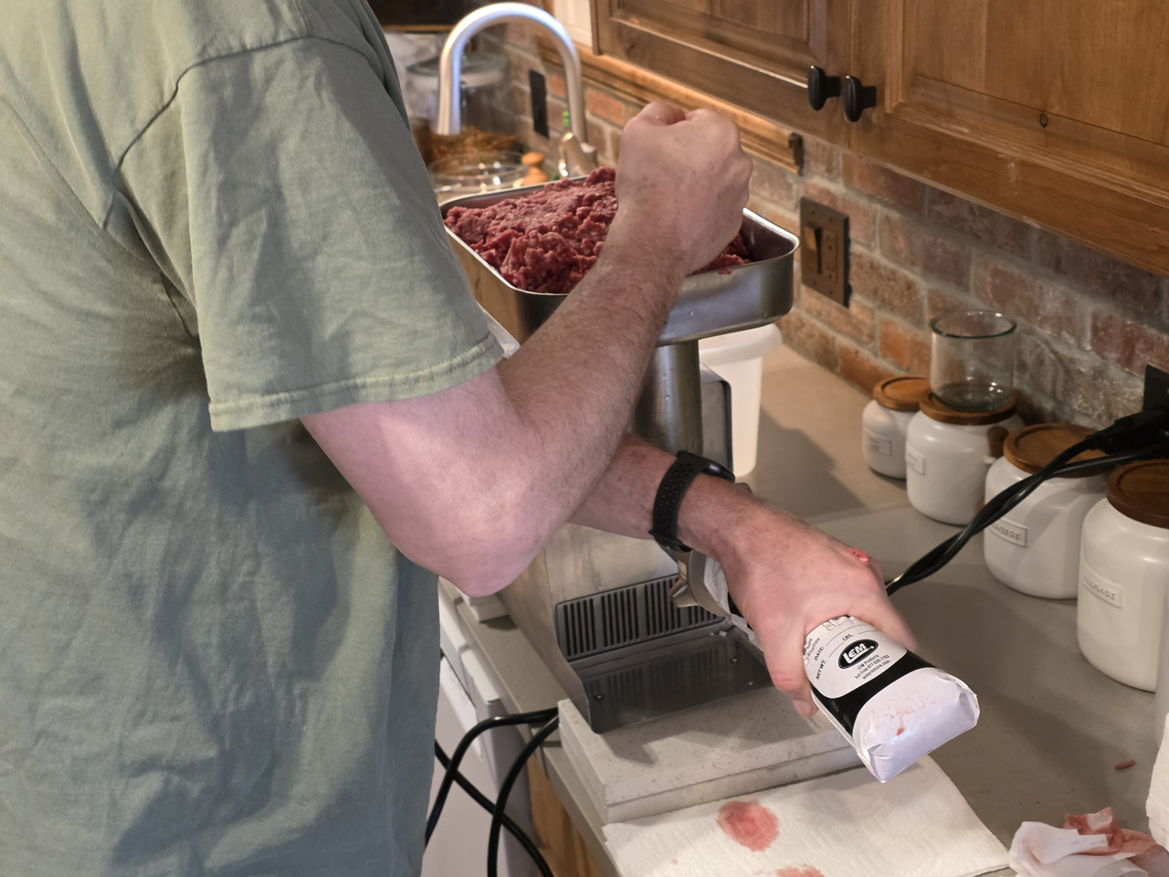 Grinding deer burger